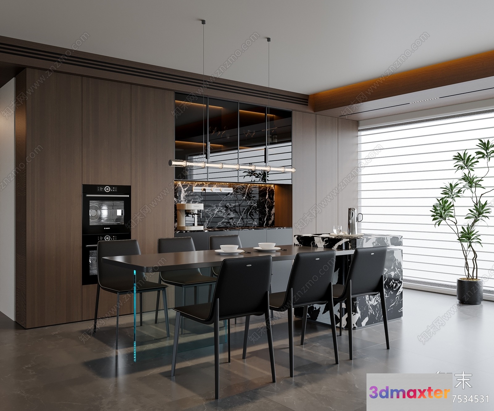 Modern Dining Room 3D Model - 12538 - VRAY Render