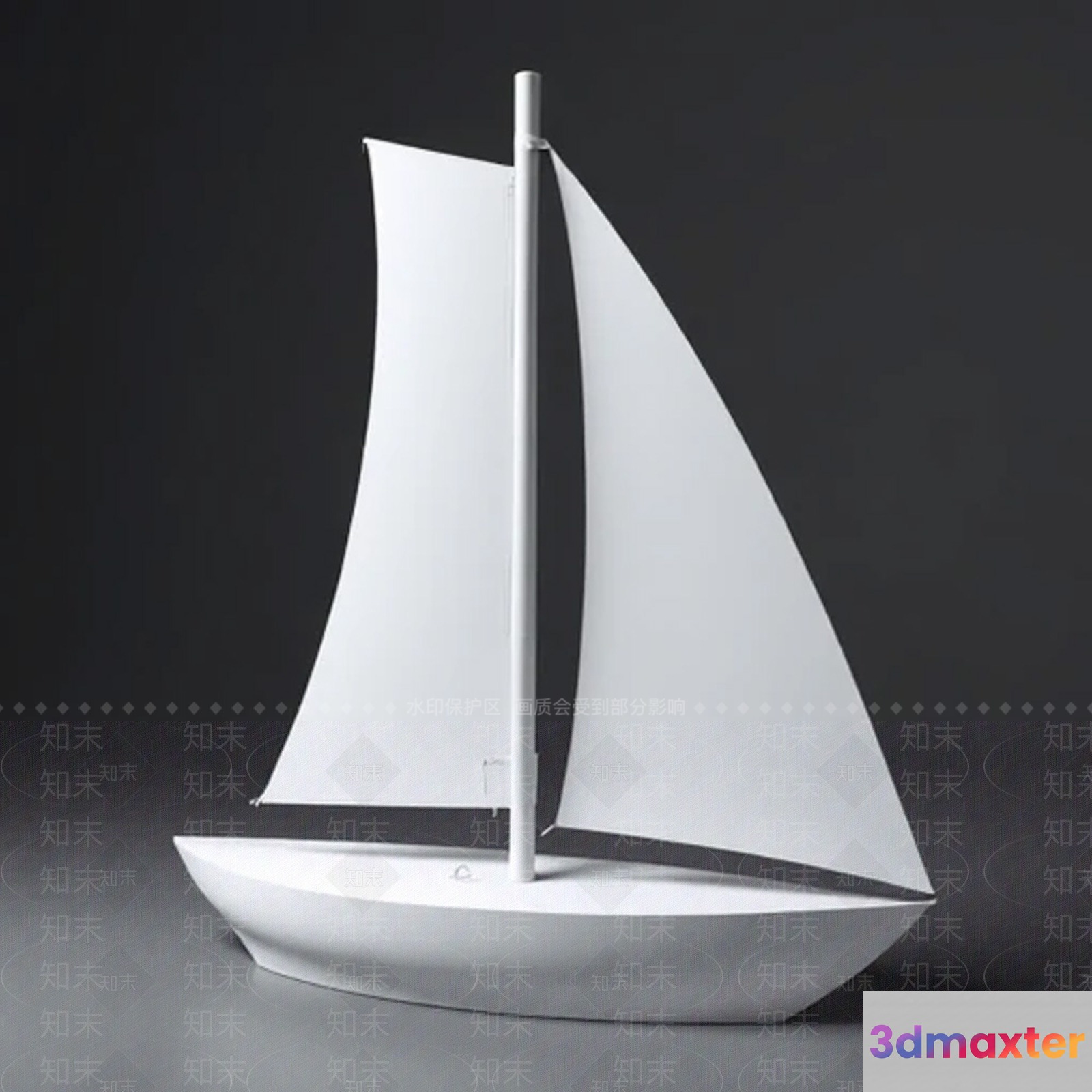 A White Sailboat Model 3D Model - 9856 - VRAY Render