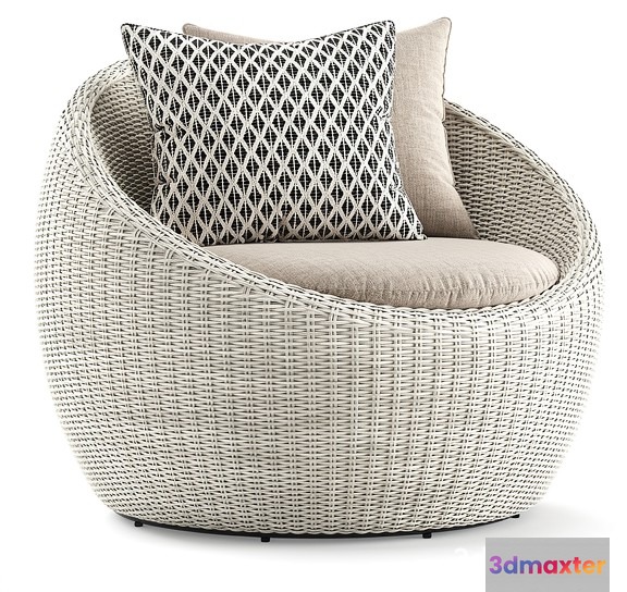 White Wicker Chair 3D Model - 23543 - VRAY Render