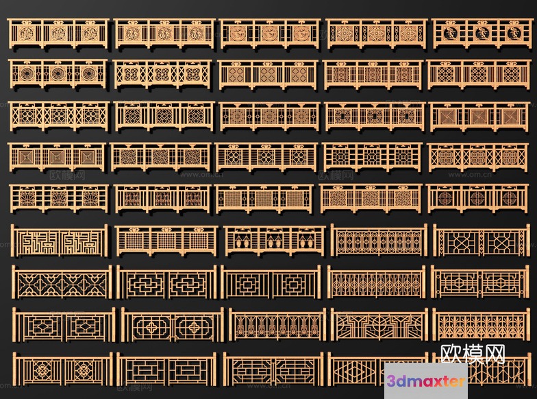 A Collection Of Decorative Railings 3D Model - 2484 - CORONA Render