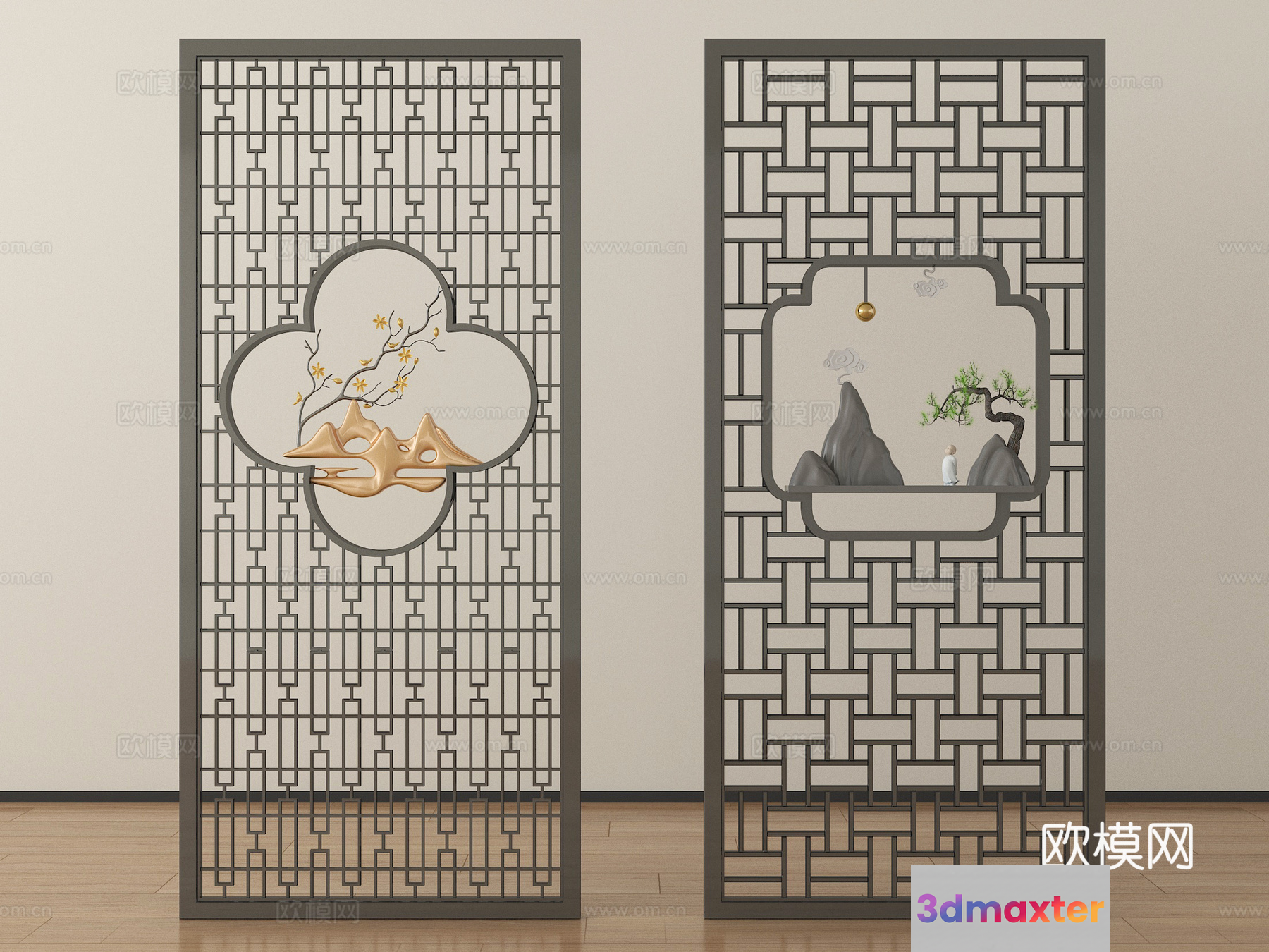 Two Decorative Screens With A Traditional Chinese Design 3D Model - 17983 - VRAY Render