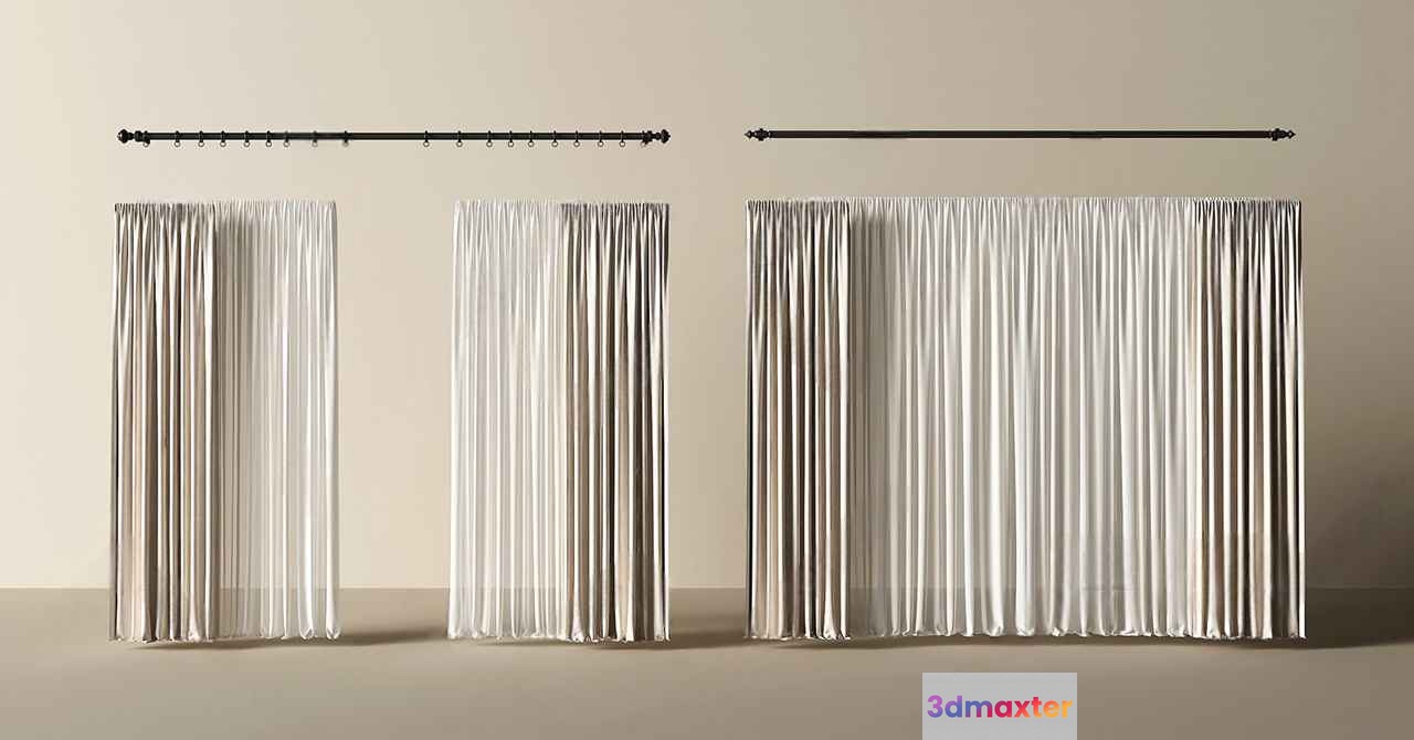 White Curtains 3D Model - 12689 - VRAY Render