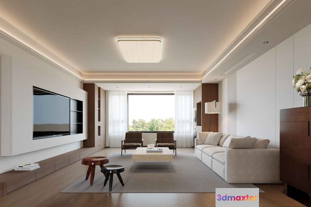 Modern Living Room 3D Model - 22699 - VRAY Render