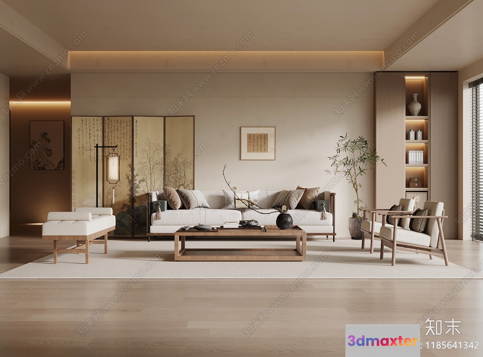 Modern Minimalist Living Room 3D Model - 1207 - VRAY Render