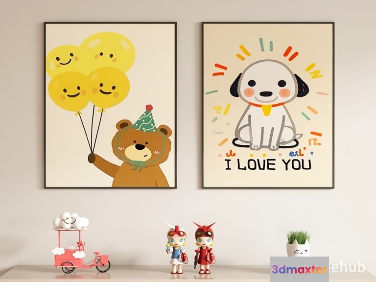 Cute Cartoon Art 3D Model - 22859 - VRAY Render