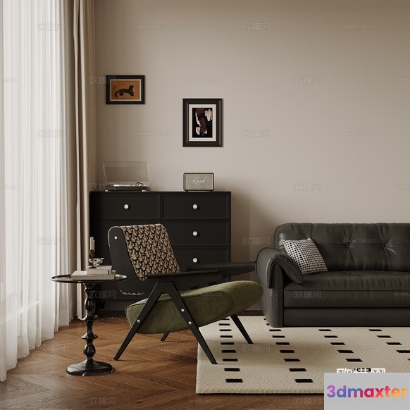 Modern Living Room 3D Model - 15911 - VRAY Render