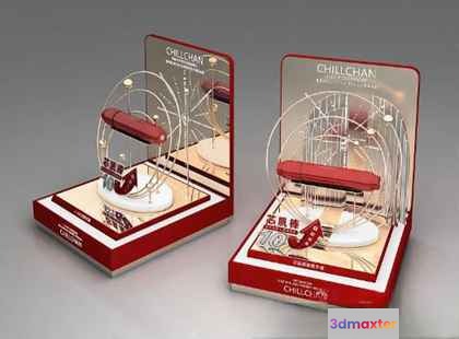 Two Red And White Toy Ferris Wheels 3D Model - 11391 - VRAY Render