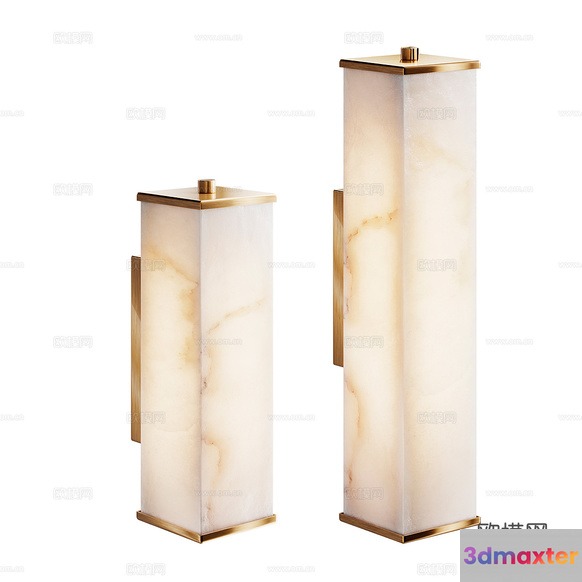 Two Tall Marble Lamps With Gold Accents 3D Model - 19737 - CORONA Render