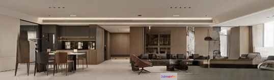 Modern Living Room 3D Model - 11104 - VRAY Render