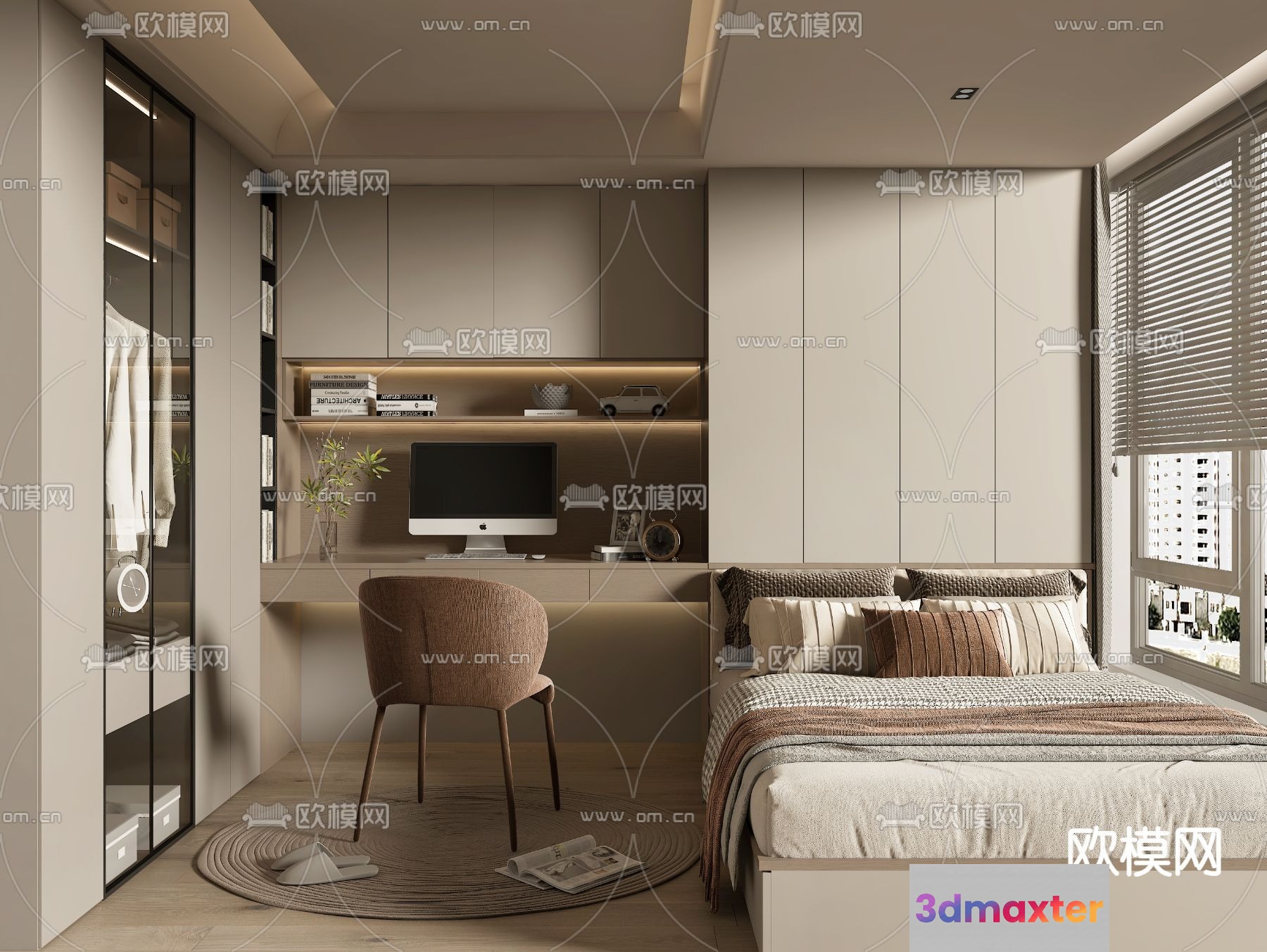 Modern Bedroom Design 3D Model - 1002 - VRAY Render