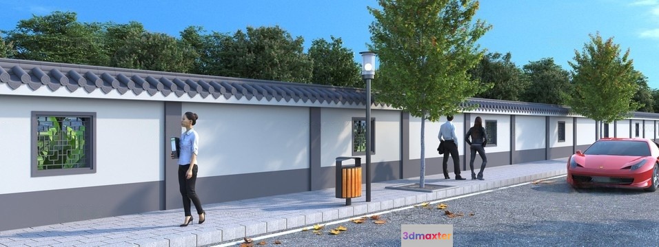 A Street Scene 3D Model - 3025 - VRAY Render
