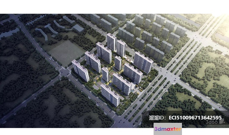 Aerial View Of A City Block 3D Model - 9324 - VRAY Render