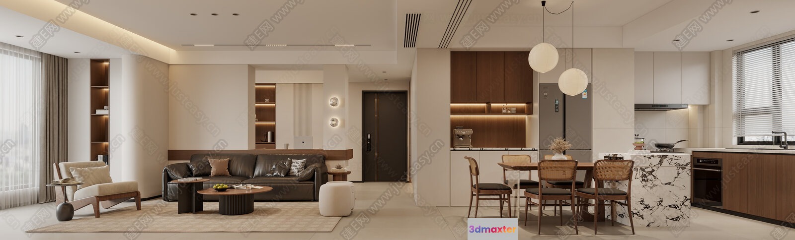 Modern Living Room 3D Model - 22323 - VRAY Render