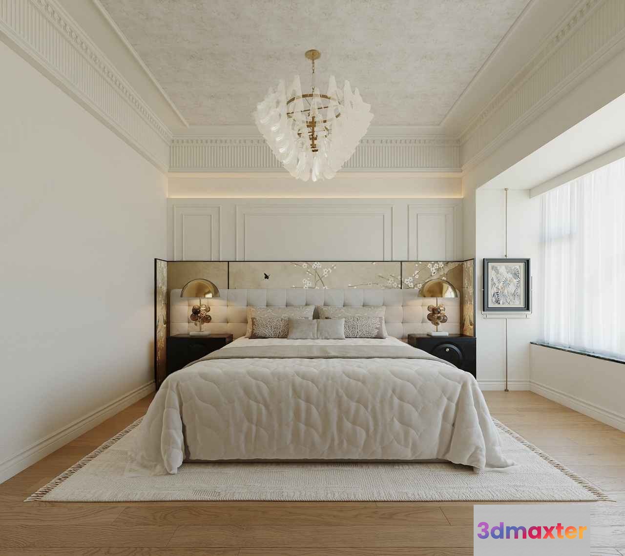 Modern Bedroom Design 3D Model - 8452 - CORONA Render