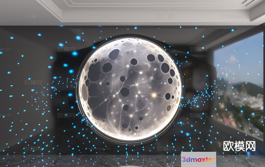 A Moon With A Glowing Center 3D Model - 17955 - VRAY Render