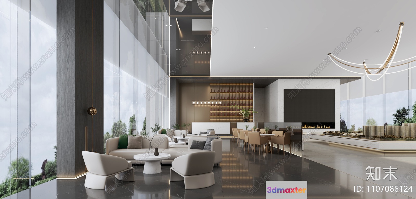 Modern Living Room 3D Model - 1934 - VRAY Render