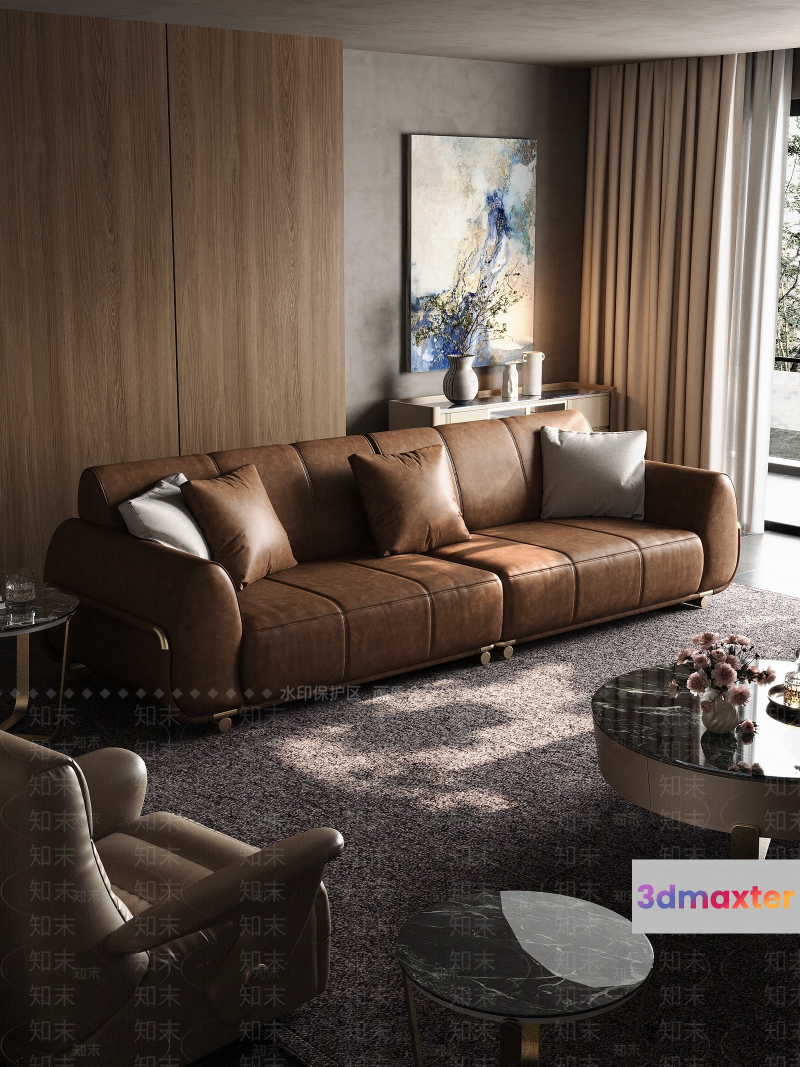 Modern Living Room 3D Model - 17182 - VRAY Render