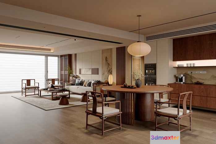 Modern Living Room 3D Model - 5364 - VRAY Render