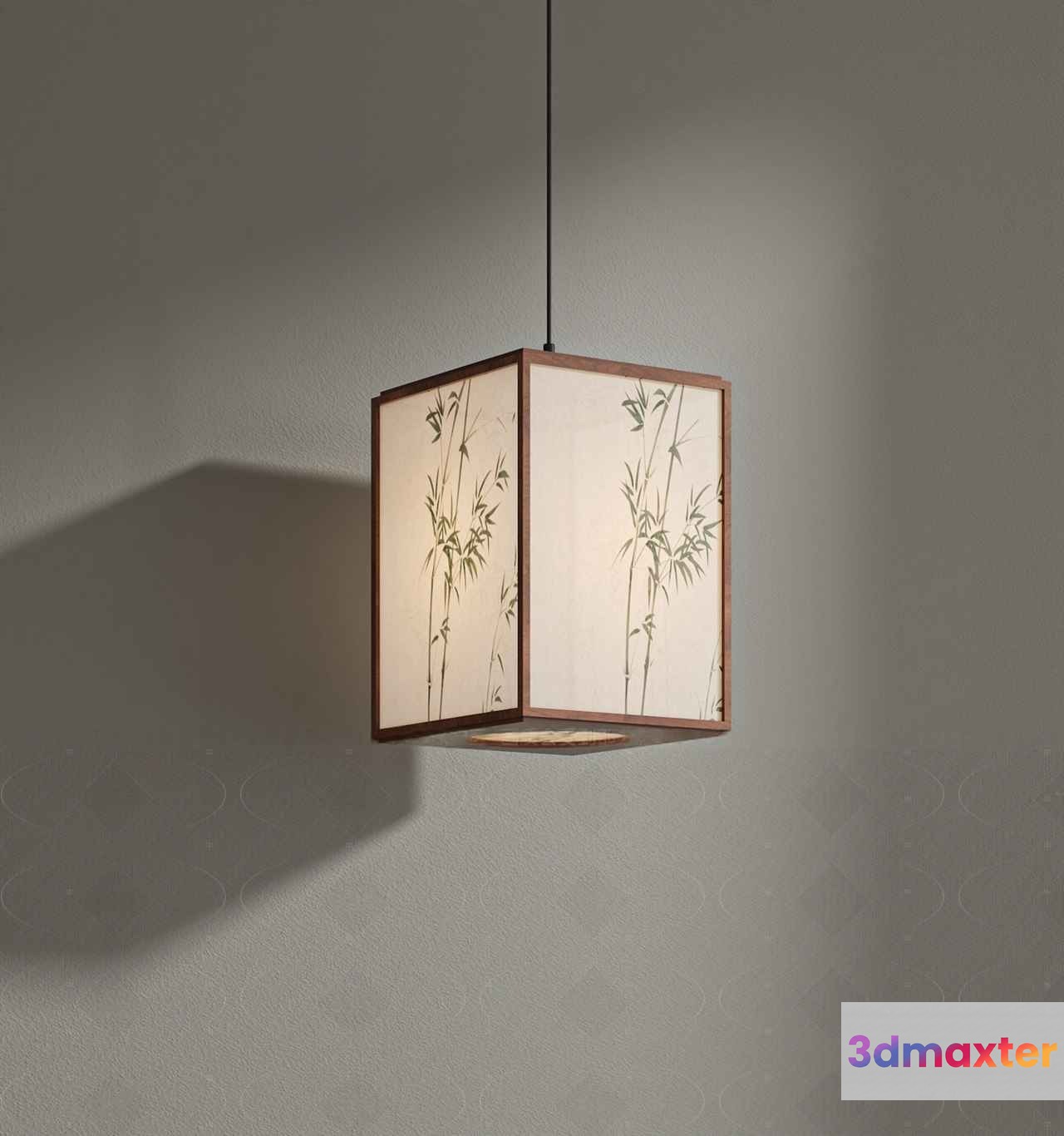 A Square Lamp With Bamboo Design 3D Model - 10161 - VRAY Render