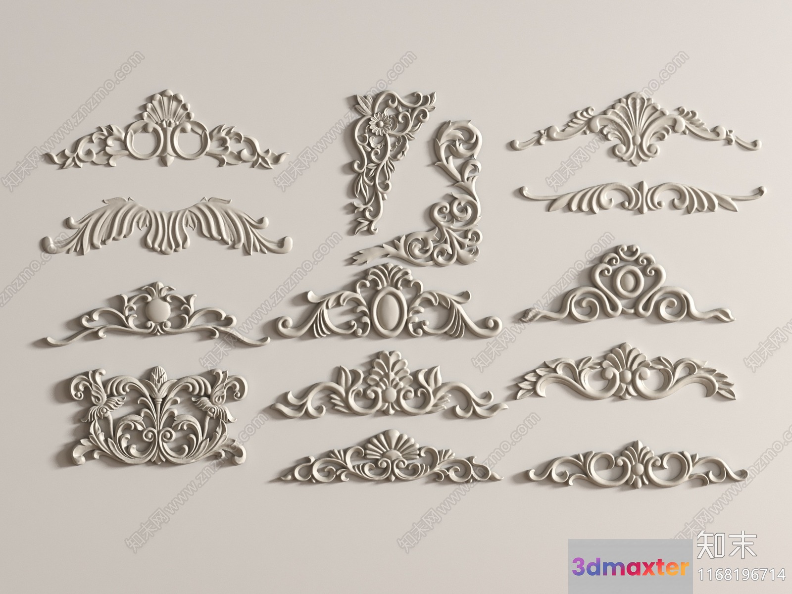 Ornate White Designs 3D Model - 13679 - VRAY Render