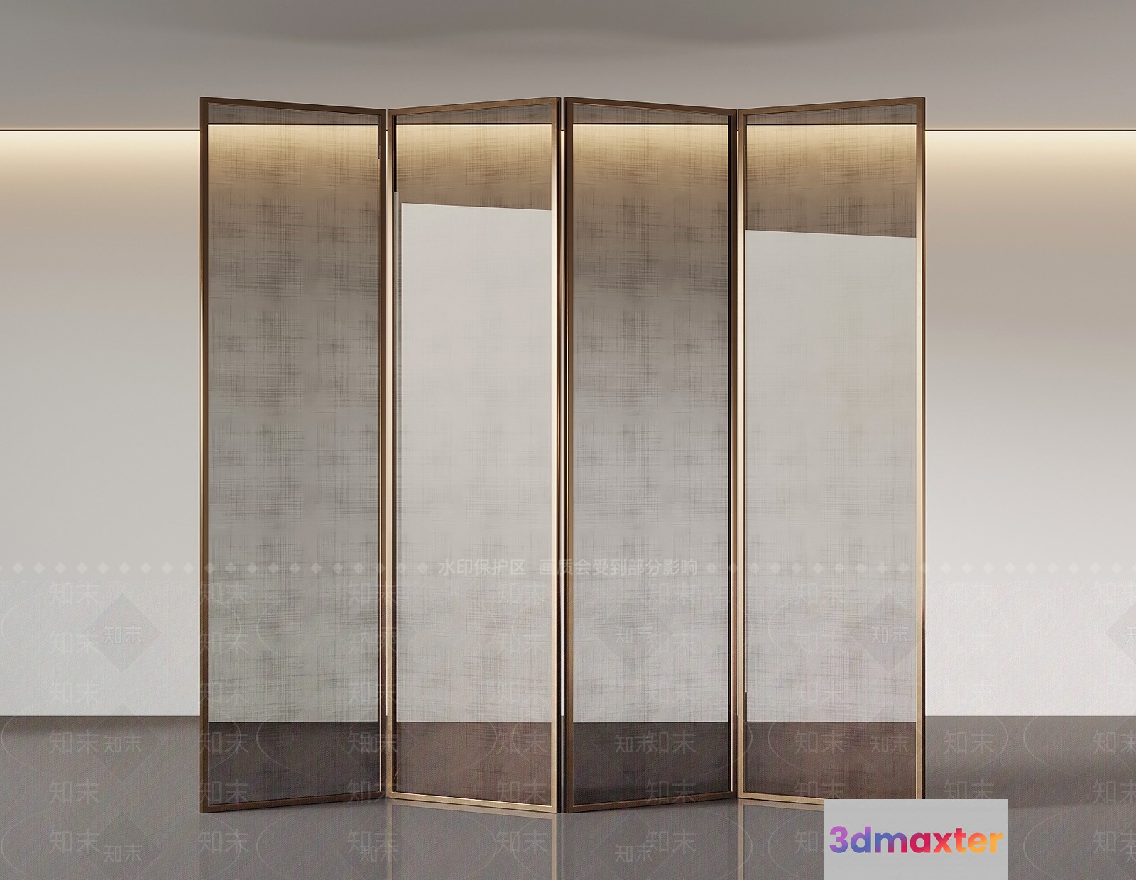 A Room Divider With A Gold Frame 3D Model - 134 - VRAY Render