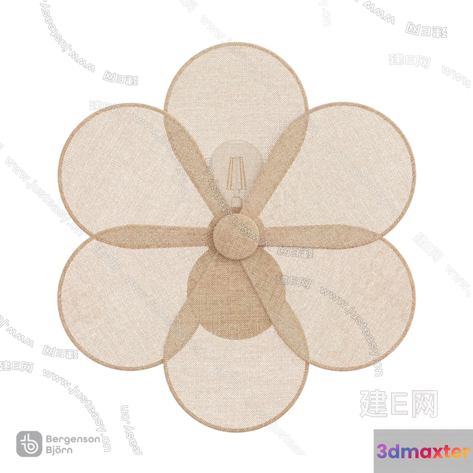 A Beige Flower-Shaped Light Fixture 3D Model - 2565 - VRAY Render