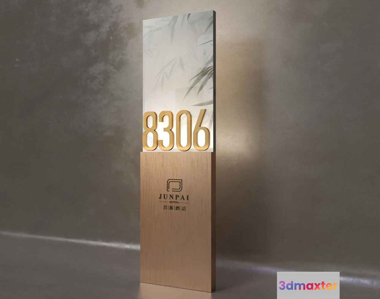 Modern Beige And Gold Plaque With A Bamboo Design 3D Model - 12191 - VRAY Render