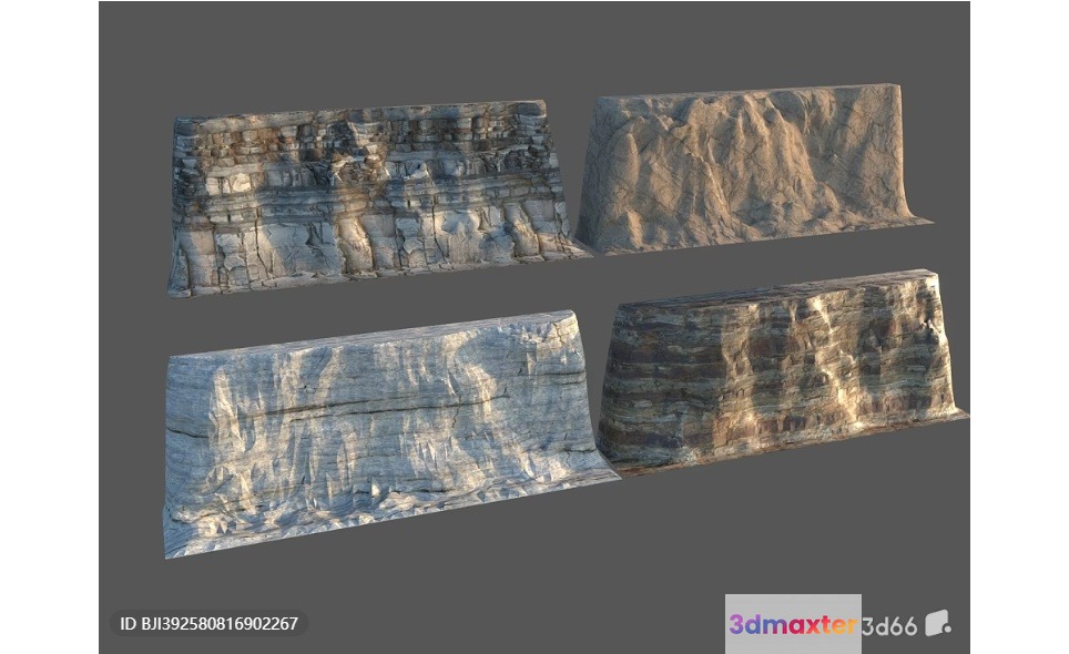 The Single Main Subject Is A 3D Rendering Of Rock Formations Characterized 3D Model - 17979 - VRAY Render