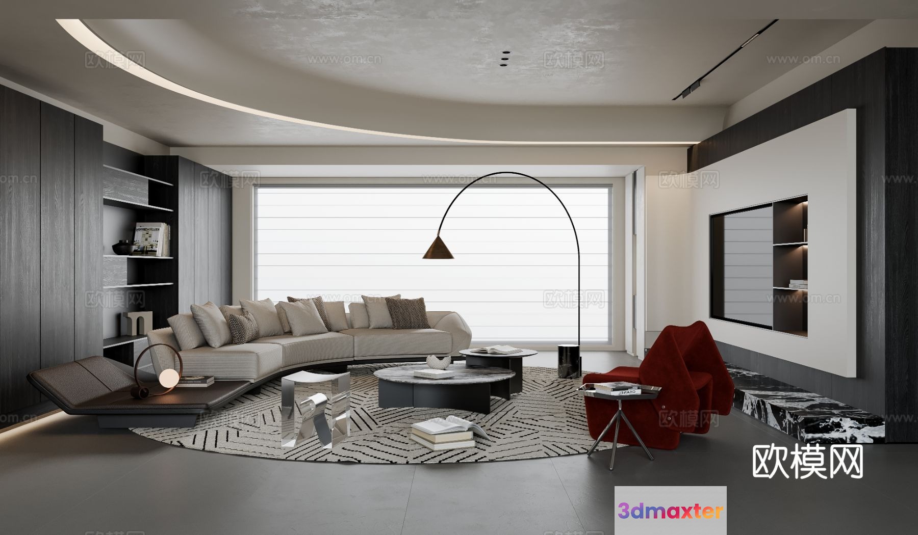 Modern Living Room 3D Model - 6837 - VRAY Render