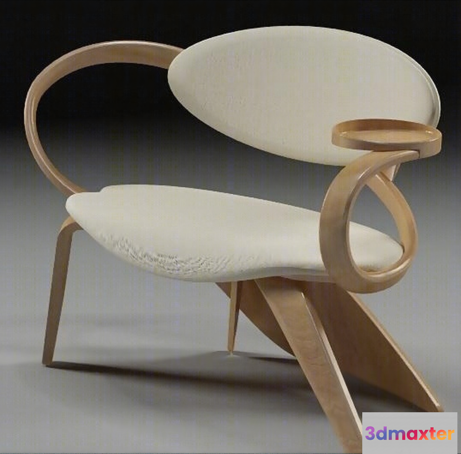 Wooden Chair With White Upholstery 3D Model - 6480 - VRAY Render