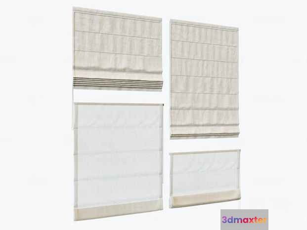 White Roman Shades 3D Model - 14545 - CORONA Render
