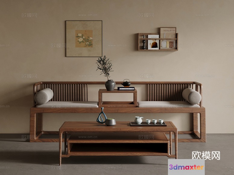 Modern Asian Living Room 3D Model - 12150 - VRAY Render
