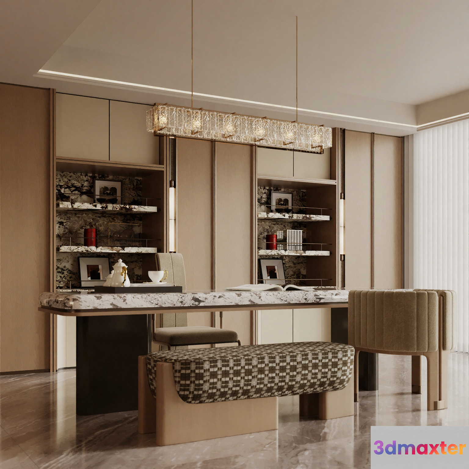 Modern Dining Room 3D Model - 16282 - VRAY Render