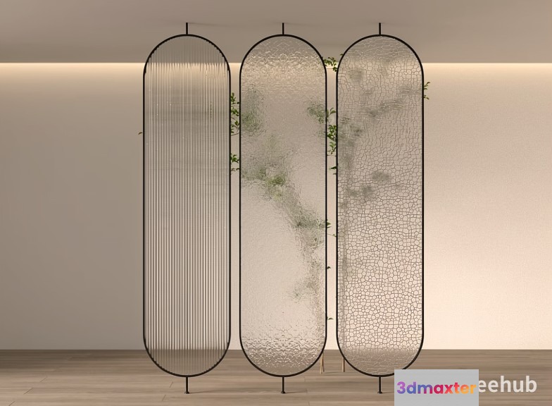 Three Glass Room Dividers 3D Model - 23638 - VRAY Render