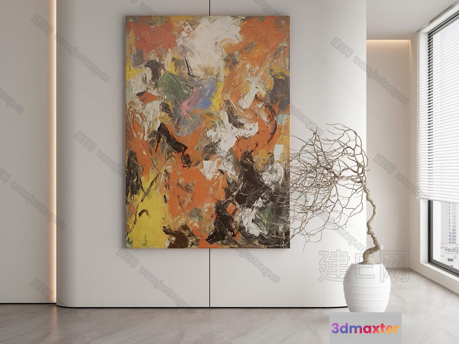 Abstract Painting In A Modern Room 3D Model - 20408 - VRAY Render