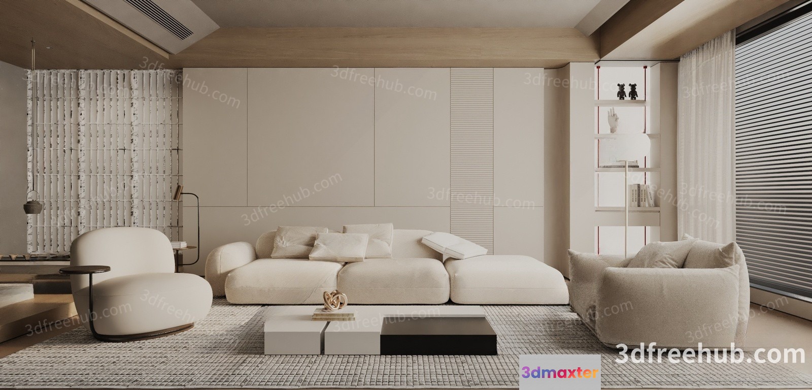 Modern Living Room 3D Model - 21538 - VRAY Render