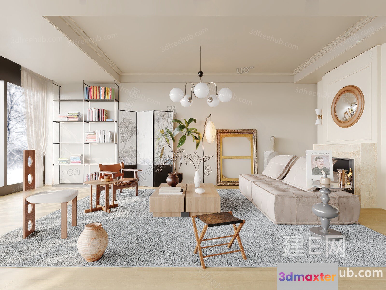 Modern Living Room 3D Model - 4752 - CORONA Render