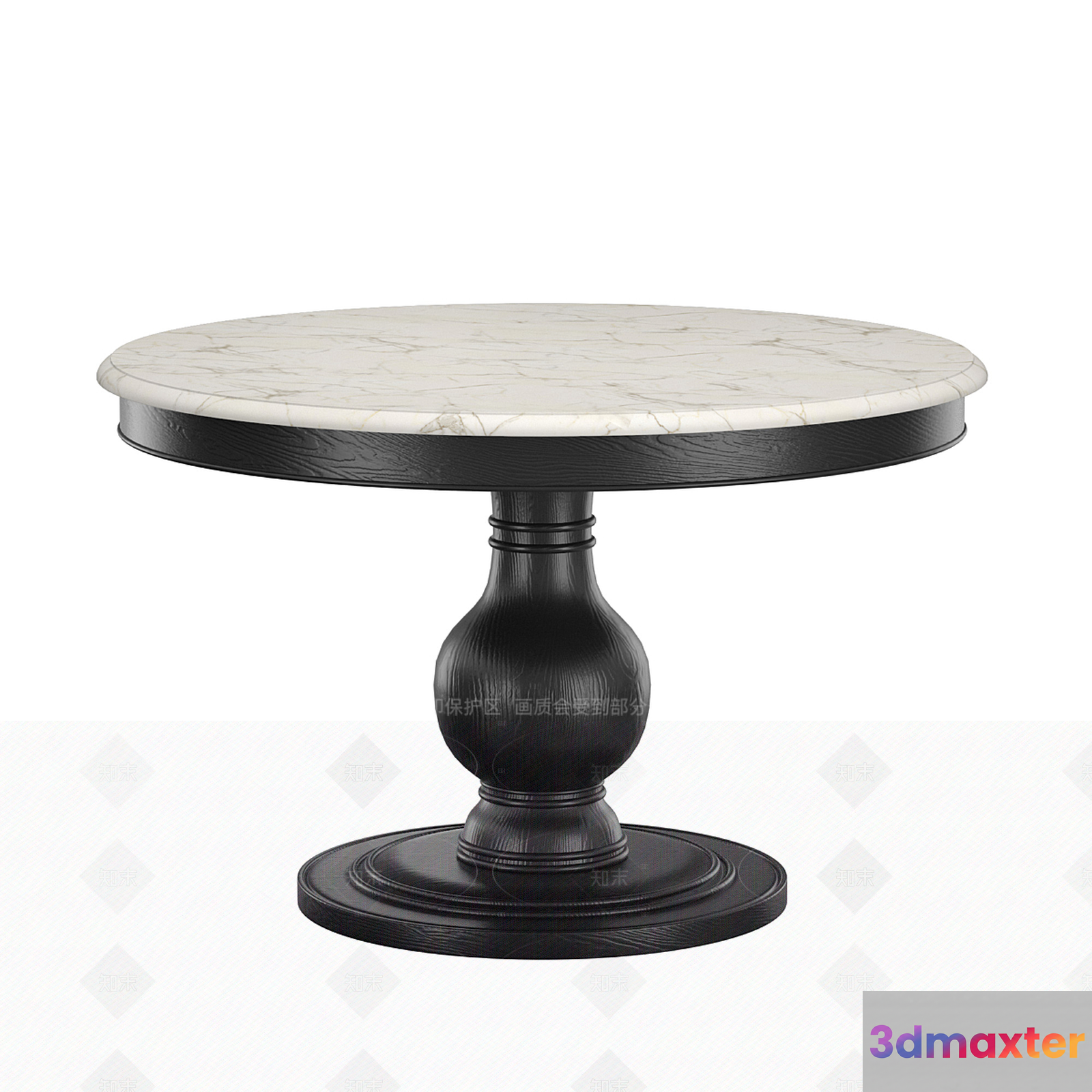 A Round Table With A Marble Top And Black Base 3D Model - 922 - VRAY Render