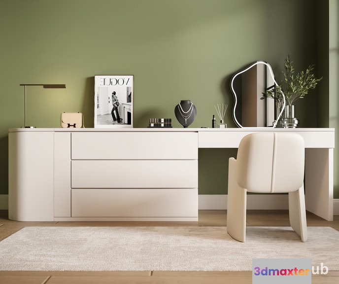 Modern White Desk 3D Model - 20514 - VRAY Render