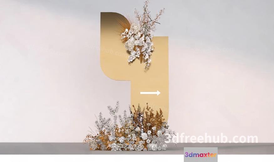 Gold Decorative Letter P 3D Model - 18545 - VRAY Render
