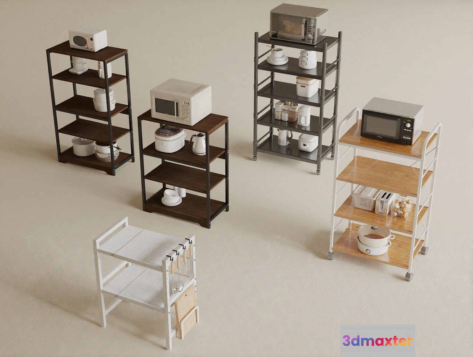 Kitchen Appliances On Shelves 3D Model - 10756 - VRAY Render