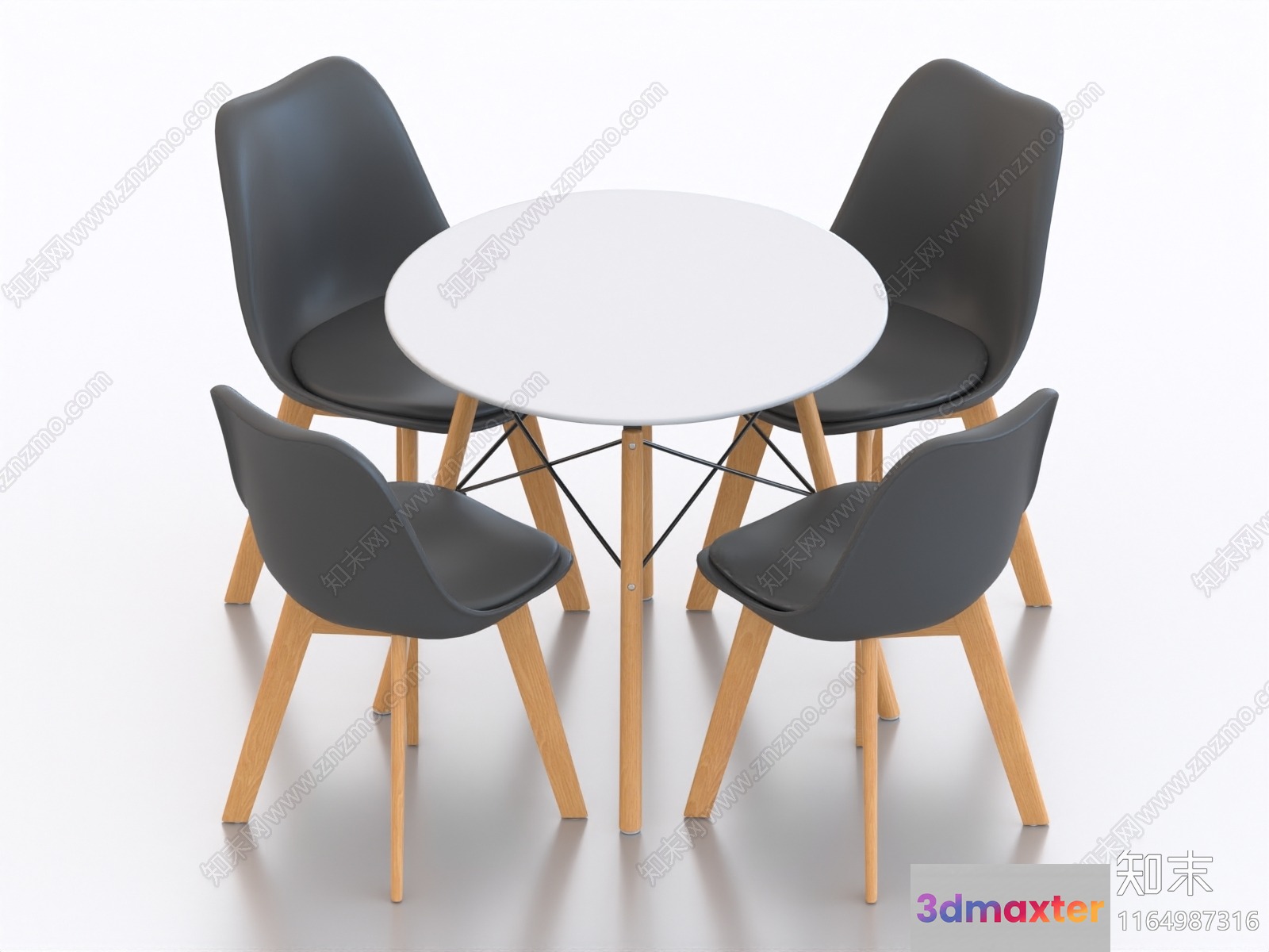 Modern Minimalist Dining Set 3D Model - 14586 - VRAY Render