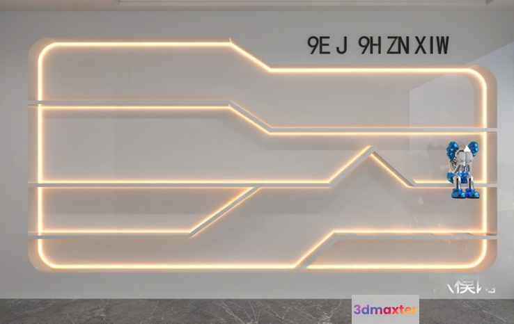 Modern White Shelving Unit 3D Model - 5107 - VRAY Render
