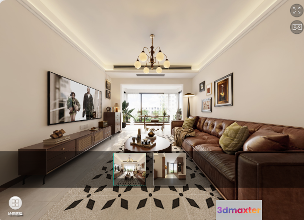 Modern Living Room 3D Model - 19524 - VRAY Render