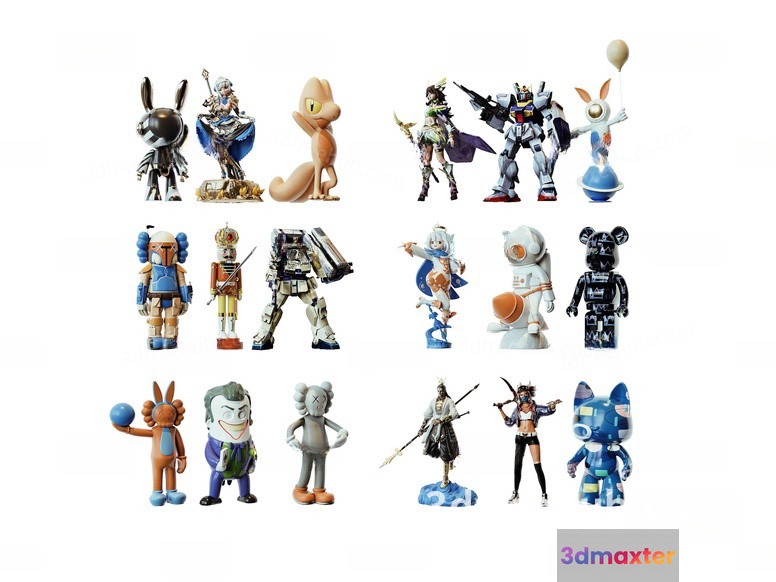 Collection Of Figurines 3D Model - 20601 - VRAY Render