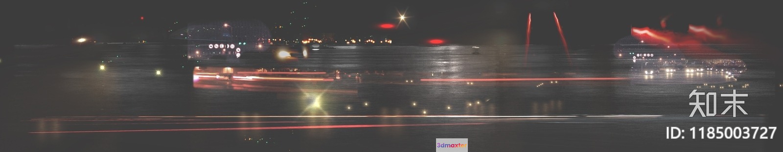 A Blurry Nighttime Cityscape With Red Lights 3D Model - 6349 - VRAY Render