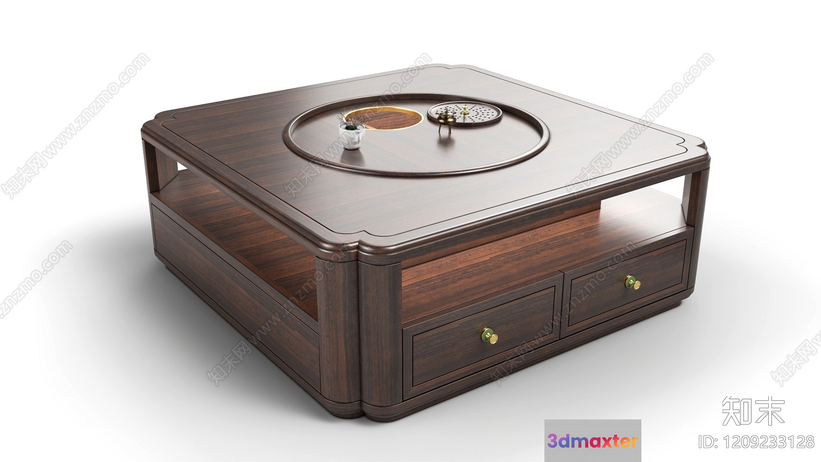 Dark Wood Coffee Table 3D Model - 13403 - VRAY Render