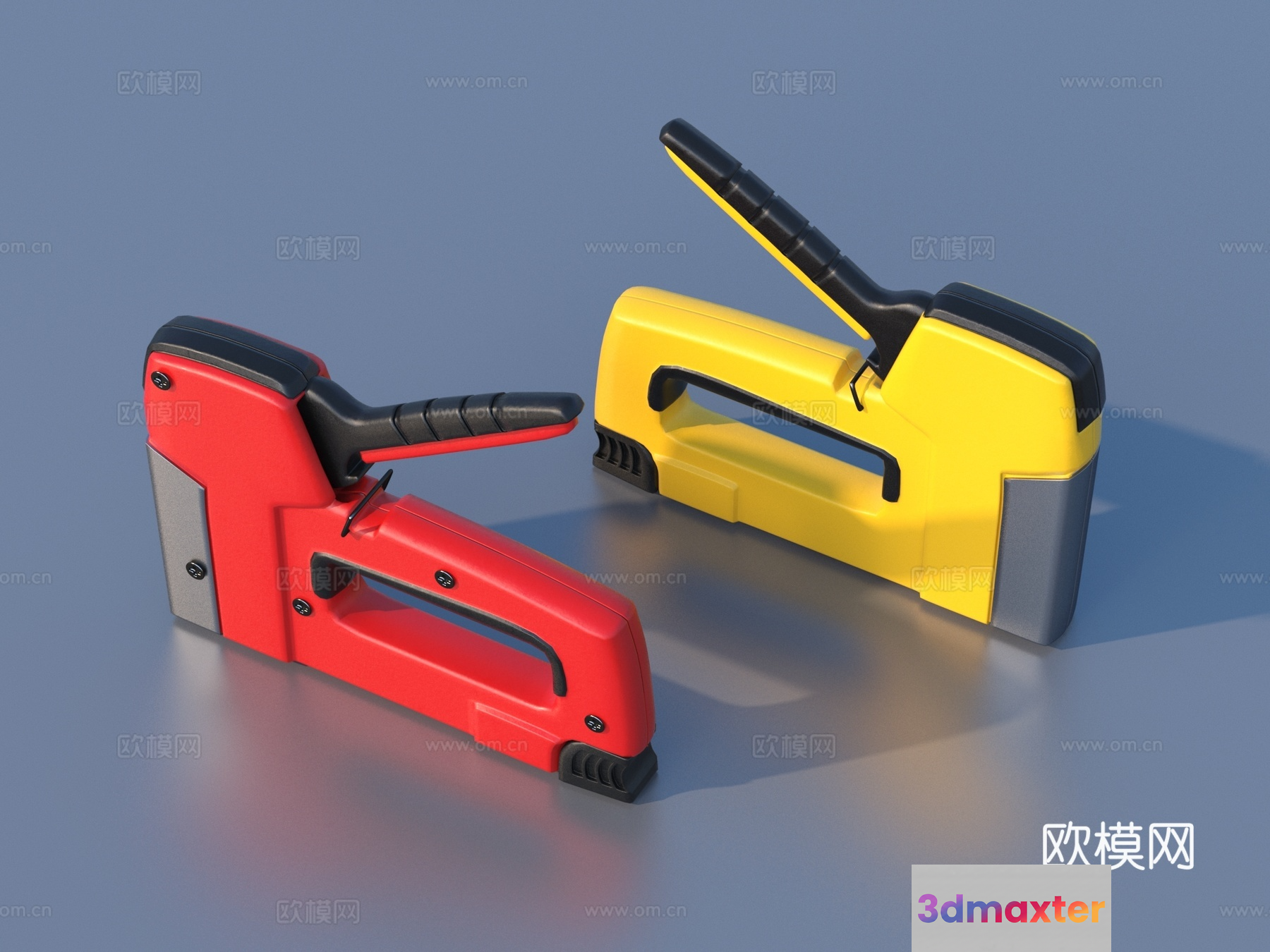 A Pair Of Staplers One Red And One Yellow 3D Model - 6492 - VRAY Render