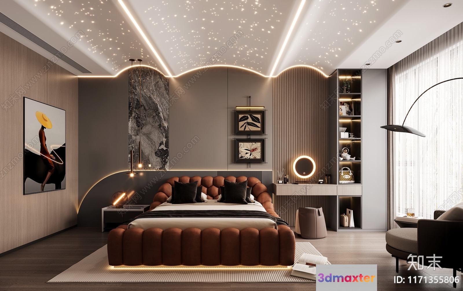 Modern Luxury Bedroom 3D Model - 9938 - CORONA Render