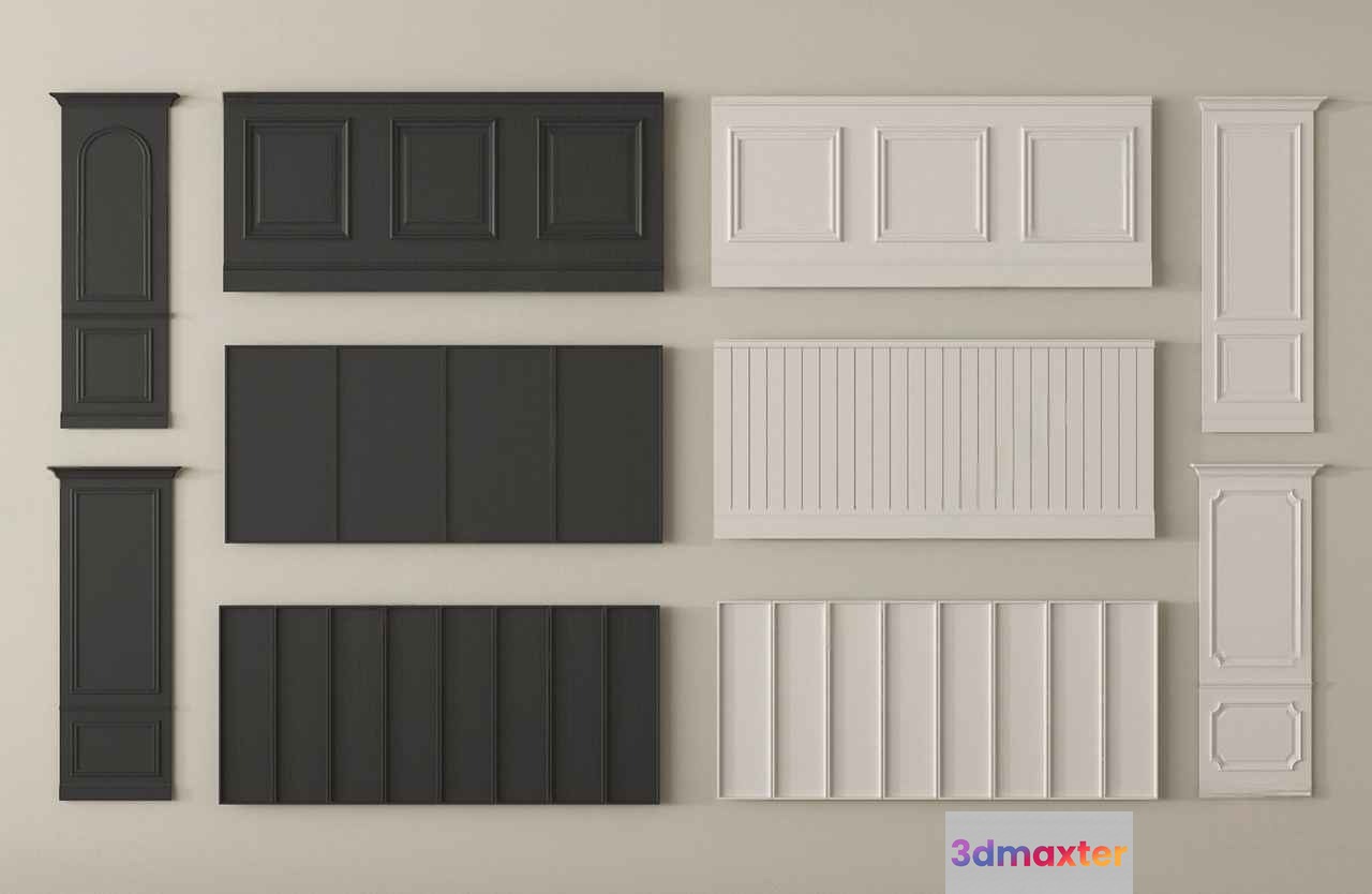 A Collection Of Various Architectural Elements Including Door And Window Frames And Decorative 3D Model - 13955 - VRAY Render